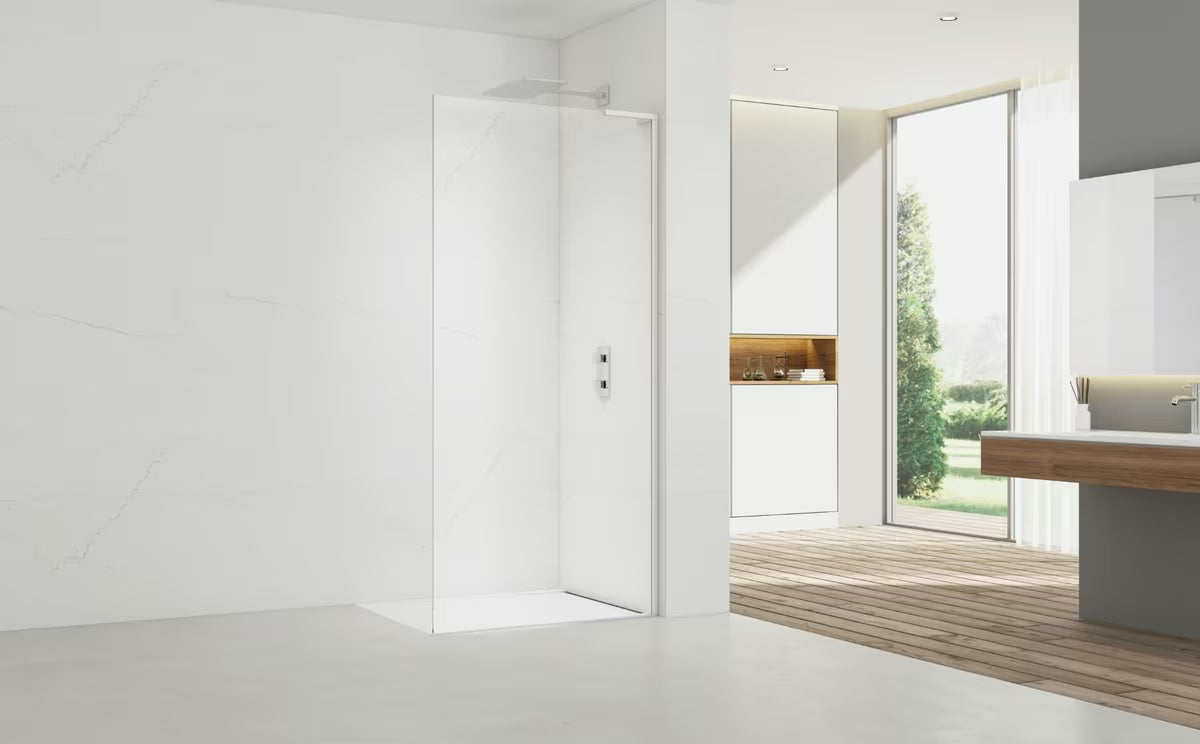 Bela tuš stena walk-in SAT Walk-in 80 cm s prozornim varnostnim steklom in premazom EasyClean