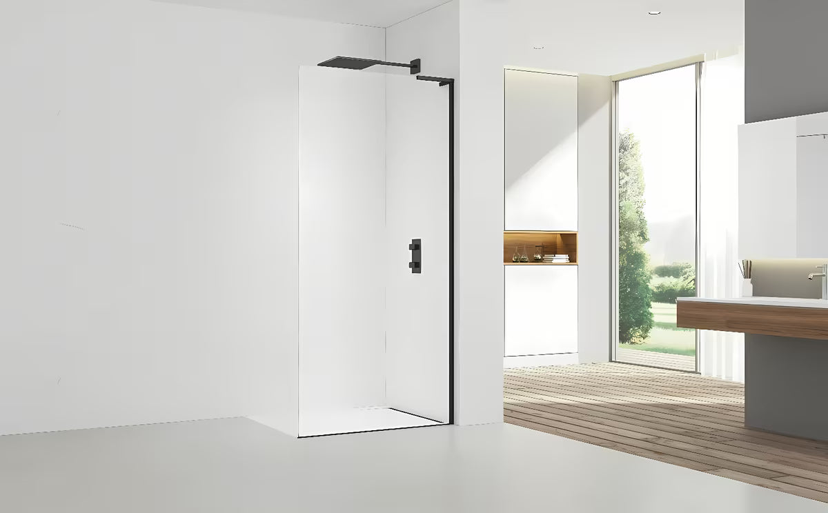 Tuš stena Walk-in SAT Walk-in 80 cm v mat črni barvi s prozornim varnostnim steklom