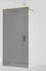 Tuš stena Walk-In SAT Walk-in 90 cm z zlatim profilom in dimljenim steklom