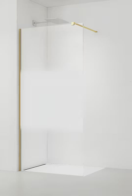 SAT Walk-in tuš stena Walk-In 90 cm brušeno zlata s prozornim steklom in satiniranim pasom