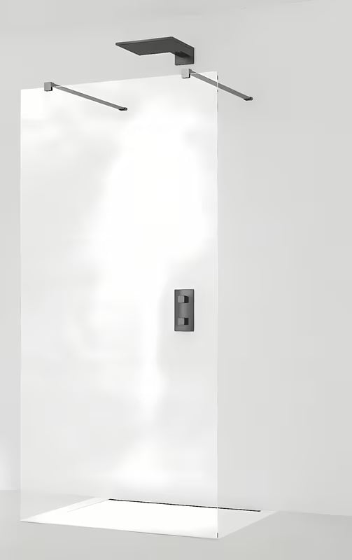 SAT Walk-in tuš stena Walk-In 90 cm v črni izvedbi s prozornim varnostnim steklom