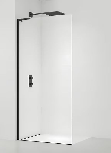 SAT Walk-in tuš stena Walk-In 90 cm v mat črni barvi s prozornim steklom