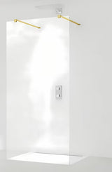 Tuš stena Walk-In SAT Walk-in 90 cm s prozornim steklom in zlatimi pritrdilnimi nosilci