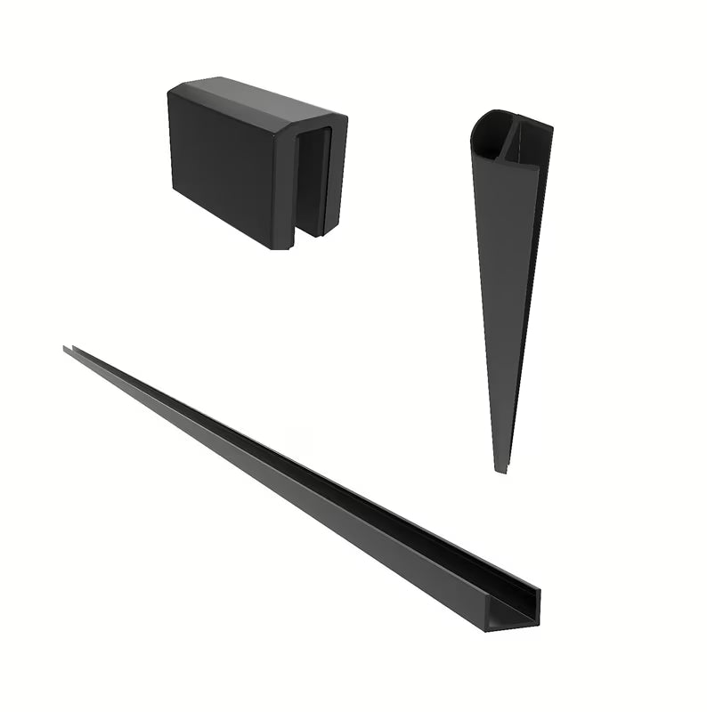 Crni s tečaji set SAT Walk-In pro za tuš paravan walk-in s bočnim profilom i donjom brtvenom letvicom.