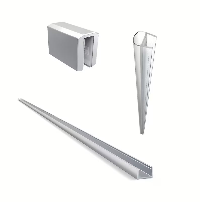 Kromirani nosač šarke pro za tuš stijenu walk-in SAT Walk-In s donjom letvicom i bočnim profilom.