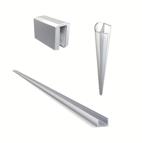 Kromirani nosač šarke pro za tuš stijenu walk-in SAT Walk-In s donjom letvicom i bočnim profilom.