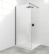 Črna pritrdilna roka SAT Walk-in z zgibi pro za stabilno pritrditev walk-in stekla