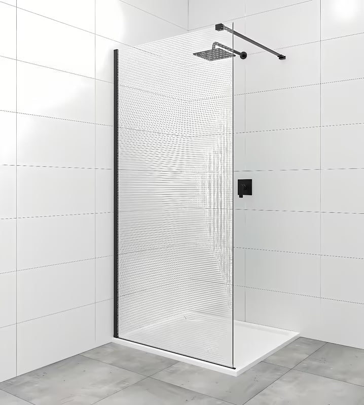 Črna pritrdilna roka SAT Walk-in z zgibi pro za stabilno pritrditev walk-in stekla