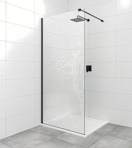 Črna pritrdilna roka SAT Walk-in z zgibi pro za stabilno pritrditev walk-in stekla