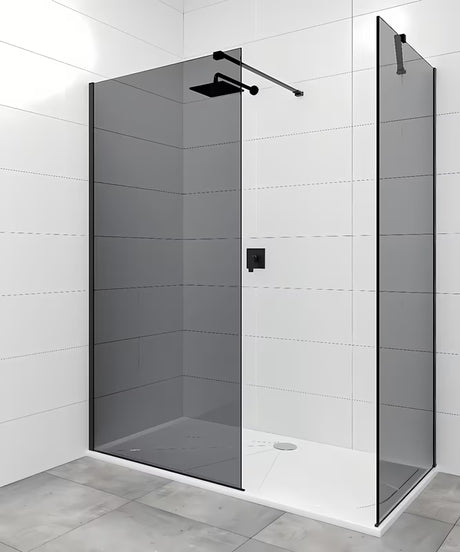 Črna pritrdilna roka SAT Walk-in z zgibi pro za stabilno pritrditev walk-in stekla