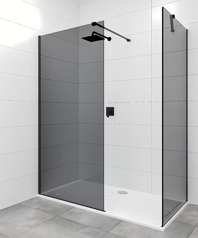 Črna pritrdilna roka SAT Walk-in z zgibi pro za stabilno pritrditev walk-in stekla