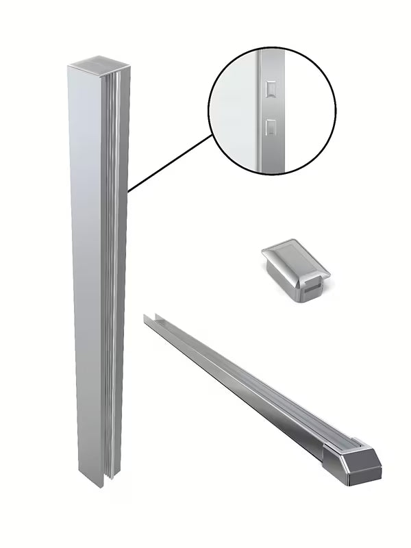 Kromirani profilni nosač SAT Walk-in pro za tuš paravan s donjom brtvenom letvicom i montažnim paketom.
