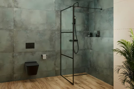 Walk-in tuš stijena SAT Walk-in 120 cm s prozirnim staklom i digitalnim printom crnih pruga