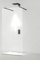 Crna tuš stena Walk-In SAT 60x200 cm s prozirnim staklom i stabilizacijskom šipkom