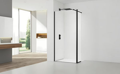 SAT Walk-in tuš stena Walk-In 80 cm u crnoj boji s prozirnim staklom bez dekora
