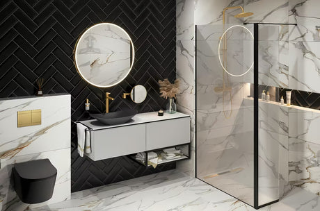 SAT Walk-in tuš stena Walk-In 80 cm u crnoj boji s prozirnim staklom bez dekora