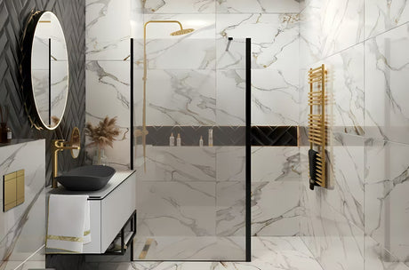 SAT Walk-in tuš stena Walk-In 80 cm u crnoj boji s prozirnim staklom bez dekora