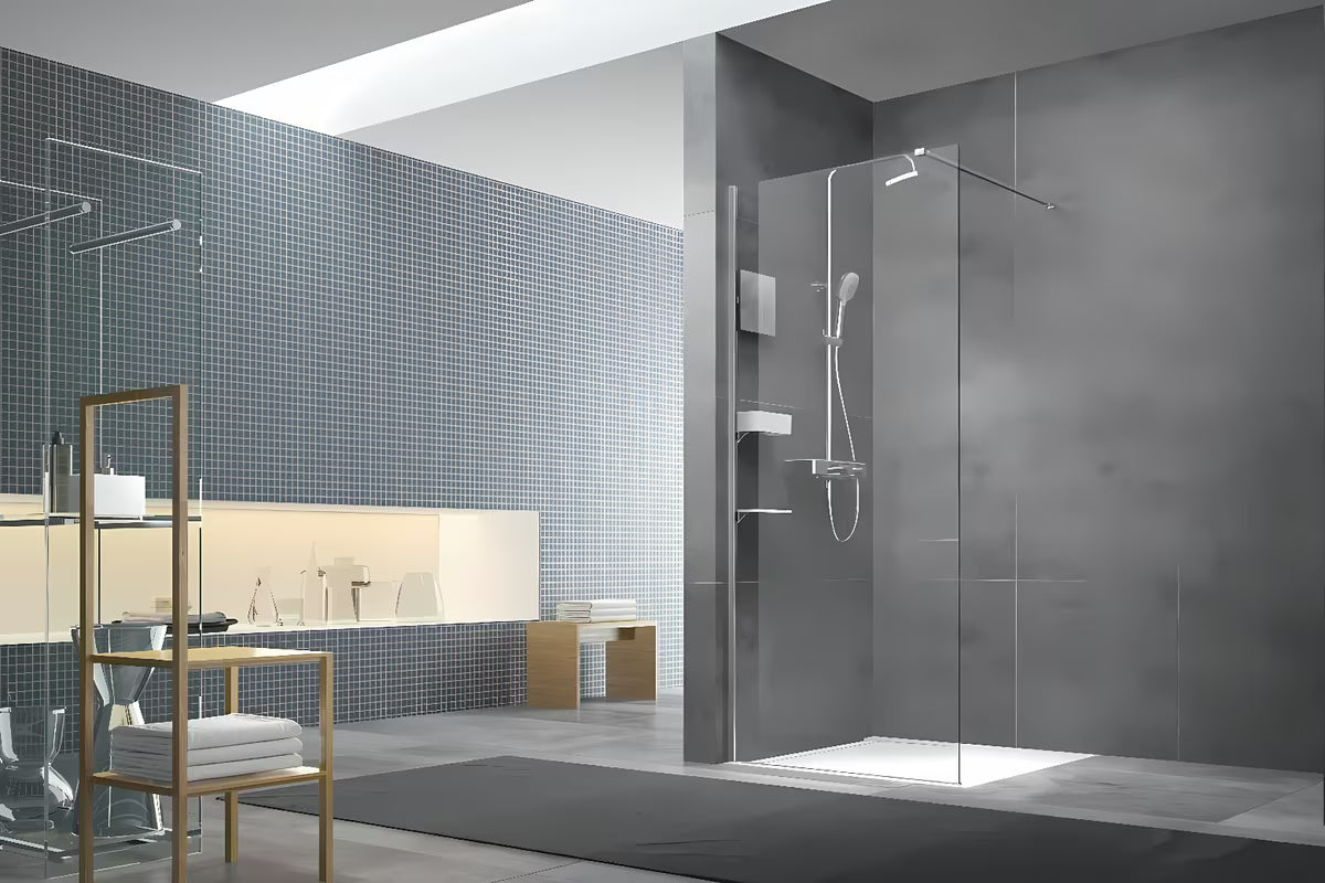 Walk-in tuš stijena SAT Walk-in 90 cm s prozirnim sigurnosnim staklom i kromiranim profilom