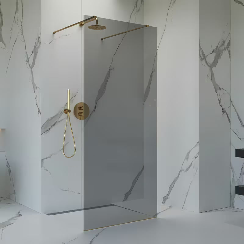 Walk-in tuš stijena SAT Walk-in 110 cm od prozirnog stakla sa zlatnim stabilizacijskim šipkama