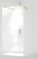 Walk-in tuš stijena SAT Walk-in 80 cm od prozirnog stakla sa zlatnim stabilizacijskim šipkama