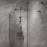 SAT Walk-in tuš stena Walk-In 80 cm u crnoj izvedbi s prozirnim staklom i PVD Gun metal stabilizacijskom šipkom.