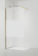 SAT Walk-in tuš stena Walk-In 140 cm od prozirnog stakla s intimnom trakom i profilima u brušenom zlatu