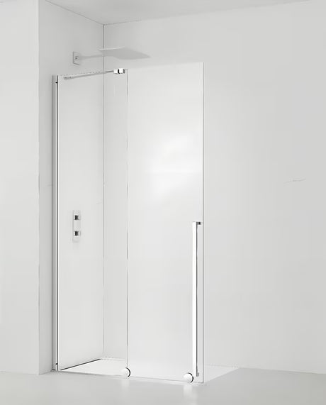 Tuš stena Walk-In SAT Xmotion 110 cm v krom izvedbi s prozornim steklom in drsnim sistemom