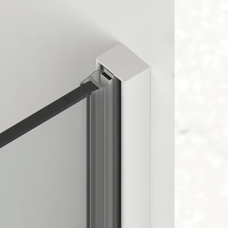 Drsno tuš vrata SAT Xmotion 110 cm v beli barvi s prozornim steklom in brezokvirno izvedbo.