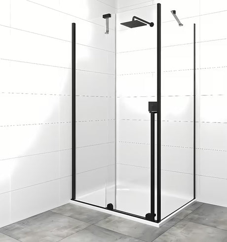 Tuš stena Walk-In SAT Walk-In Xmotion 110x90 cm v črni izvedbi s prozornim steklom
