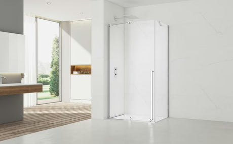 Tuš kabina SAT Xmotion 140x90 cm s prozornim steklom, drsnim sistemom in kromirano izvedbo