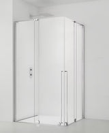 Tuš kabina Kvadratna tuš kabina SAT Walk-In Xmotion 100x100 cm z drsnimi vrati in prozornim steklom v sijaj krom izvedbi.