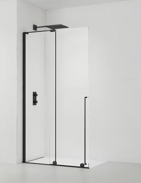 Drsna tuš stena walk-in SAT Walk-In Xmotion 120 cm v črni barvi s prozornim steklom