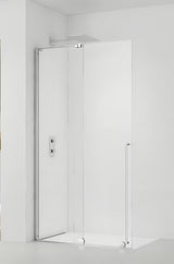 Tuš kabina SAT Walk-In Xmotion Walk-In 140 cm v sijaj kromu s prozornim steklom in drsnim sistemom.