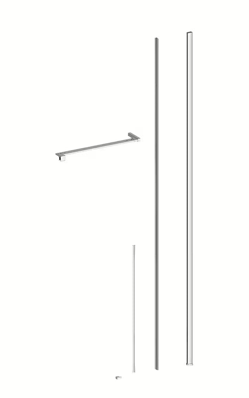 Pravokotna tuš kabina SAT Walk-In Xmotion 140x80 cm v sijaj krom izvedbi s prozornim steklom in drsnimi vrati.