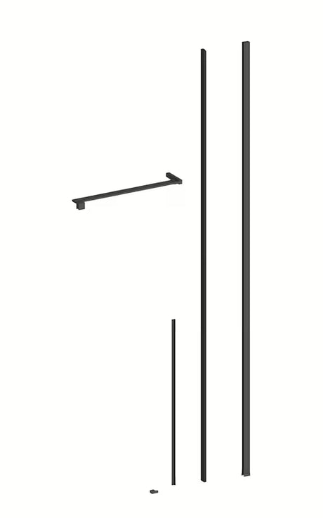 Pravokotna tuš kabina SAT Walk-In Xmotion 140x80 cm v črni barvi s prozornim steklom in drsnimi vrati.