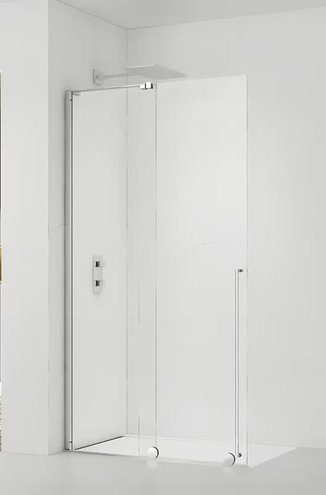 Tuš stena SAT Walk-In Xmotion Walk-In 90 cm v sijajnem kromu s prozornim steklom in drsnim sistemom