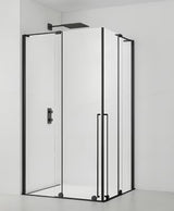 Kvadratna tuš kabina SAT Walk-In Xmotion 90x90 cm v črni izvedbi s prozornim steklom