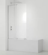 Stena za Kopalno Kad SAT Walk-In Xmotion 150 cm v krom izvedbi z drsnim delom in obdelavo Easy Clean