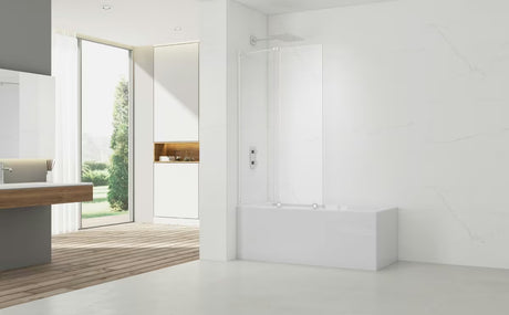 Stena za Kopalno Kad SAT Walk-In Xmotion 150 cm s prozornim steklom in belimi profili