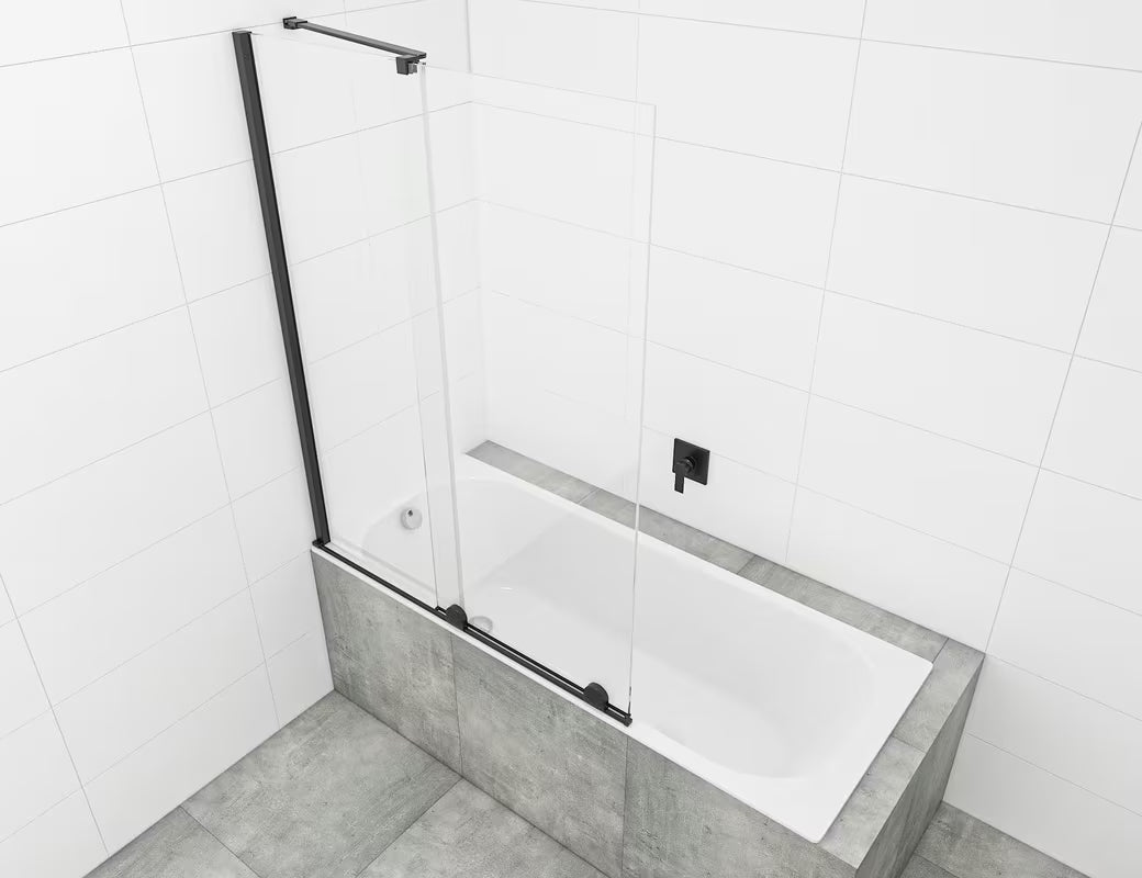 Drsna stena za kopalno kad SAT Walk-In Xmotion s prozornim steklom in črnimi profili