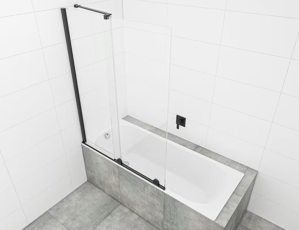 Drsna stena za kopalno kad SAT Walk-In Xmotion s prozornim steklom in črnimi profili
