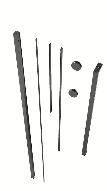 Crni instalacijski set SAT Walk-In Xmotion s profilom, ručkom, vodilicama, dva kotačića i pričvrsnim elementima