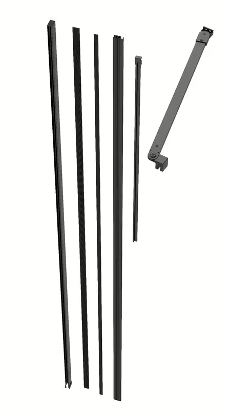 Crni set pro Walk-in SAT Walk-In Xmotion s proširivim profilom pro za precizno prilagođavanje tuš kabine.