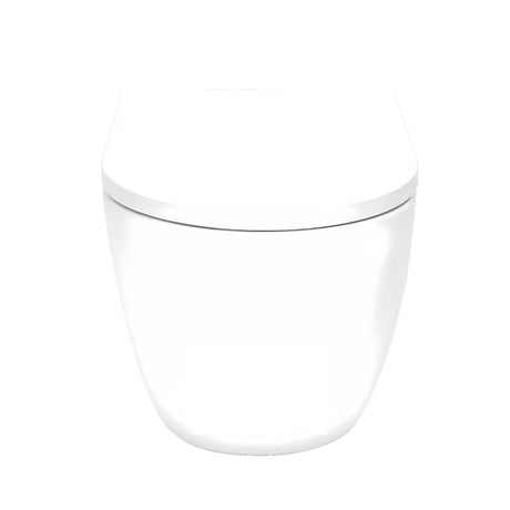 Viseči WC set SAT Fusion s vrtložnim ispiranjem, vodokotlićem i tipkom za ispiranje modernog dizajna.