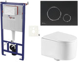 Viseči WC set SAT Tornado s vrtložnim ispiranjem i crnim mat tipkalom