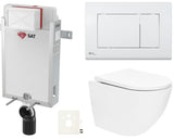 Viseči WC set SAT Fusion s ugradbenim modulom, vodokotlićem, bijelom tipkom za ispiranje i sjedalom