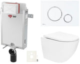 Viseči WC set SAT Fusion s vrtložnim ispiranjem, ugradbenim modulom, vodokotlićem i tipkom u bijeloj mat boji