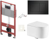 Viseči WC set SAT Tornado s vrtložnim ispiranjem, vodokotlićem TECE i tipkom TECE nowa u mat crnoj boji