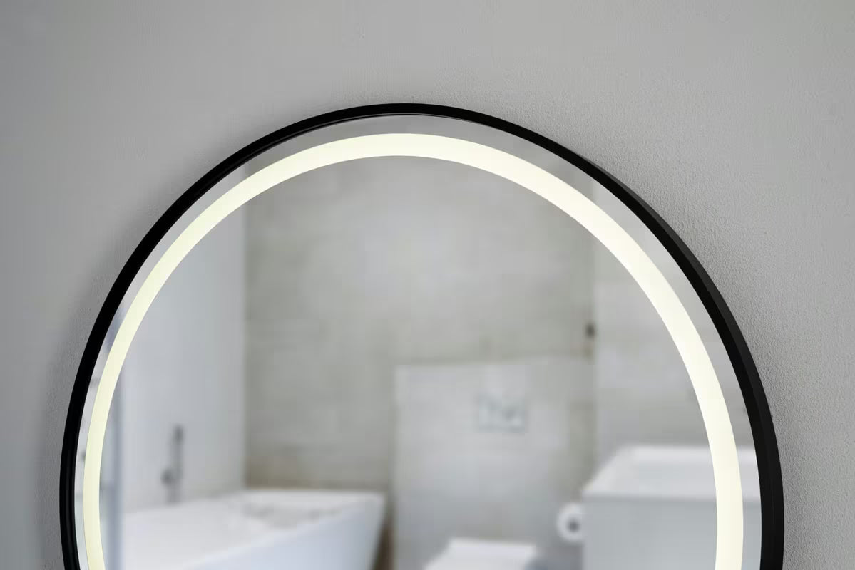 Okruglo kupaonsko ogledalo SAT z LED osvetlitvijo i senzorom, promjer 70 cm, crna izvedba.
