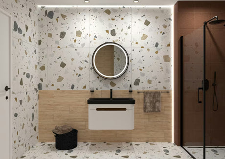 Okruglo kupaonsko ogledalo SAT z LED osvetlitvijo i senzorom, promjer 70 cm, crna izvedba.